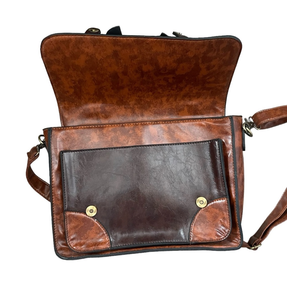 Ecosusi Bag Faux Leather Messenger Bag Purse Bow Travel Vintage Ipad Pocket - Picture 4 of 5